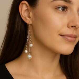 Faux Pearl Dangle Earrings – Elegant Drop Design